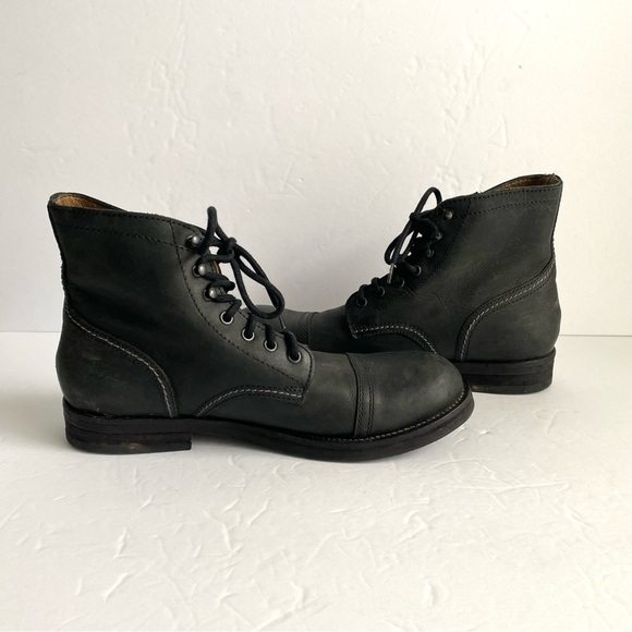 Hawkins Combat Boots Black Leather Lace Up Shoes Outdoor Military Mens 41 US 8 - Picture 9 of 14